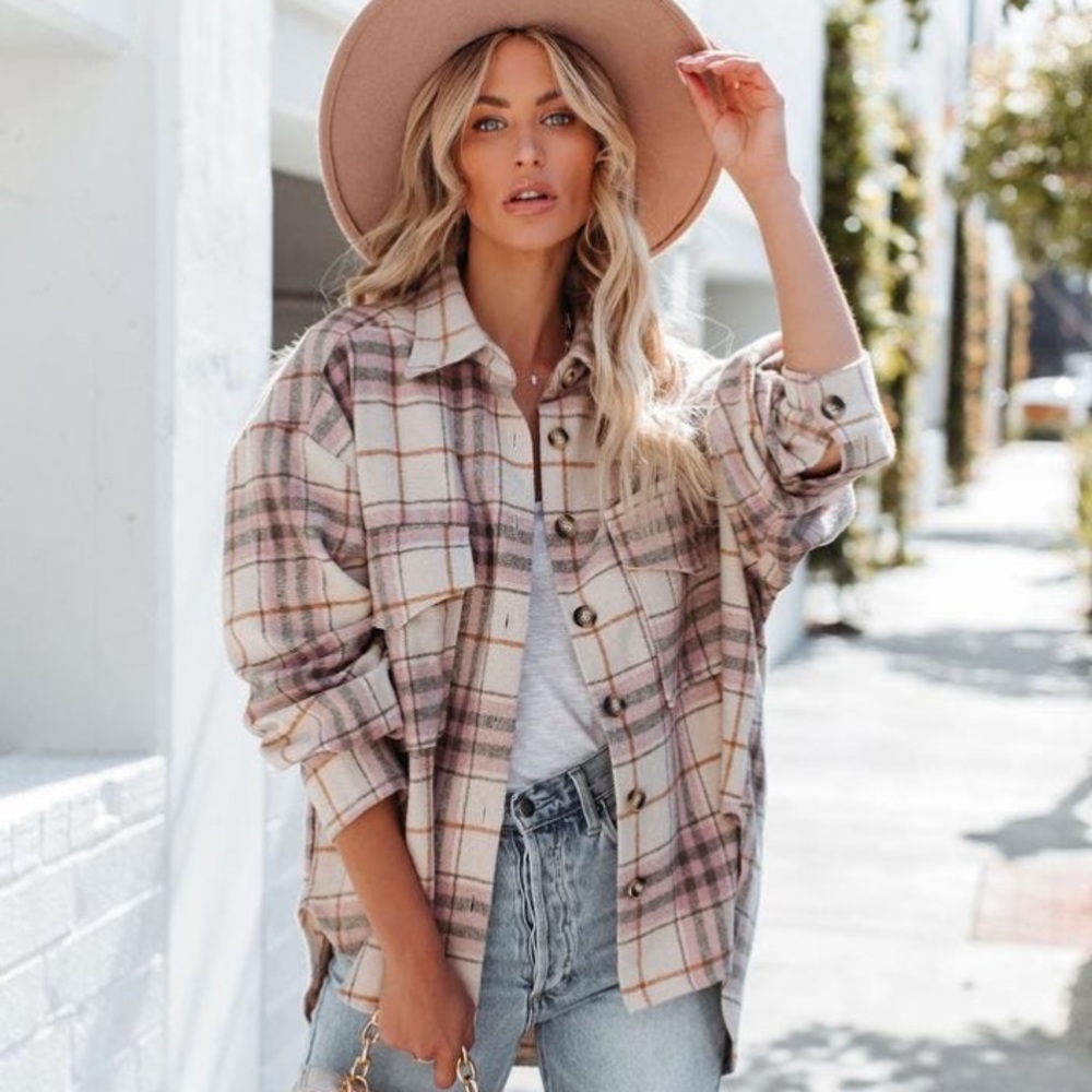 VICI Gilroy Button Down Plaid Shacket